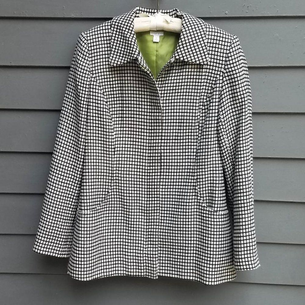 Apt 9 Geo Print Poly Blend Black Tan Jacket / Coat Size 10